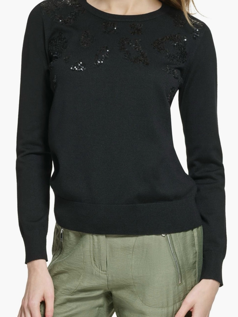 DKNY 🫶 Leopard Sequin Long Sleeve Sweater